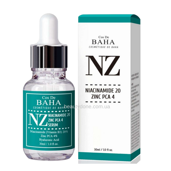 Сыворотка с ниацинамидом 20% и цинком 4% Cos De Baha NZ Niacinamide 20 Zinc PCA 4 Serum 30 ml 2852 фото