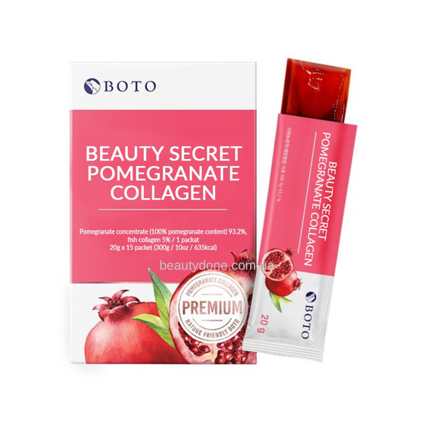 Низкомолекулярный коллаген с экстрактом граната в виде желе BOTO Beauty Secret Pomegranate Collagen Jelly Stick (15 sticks) 2563 фото