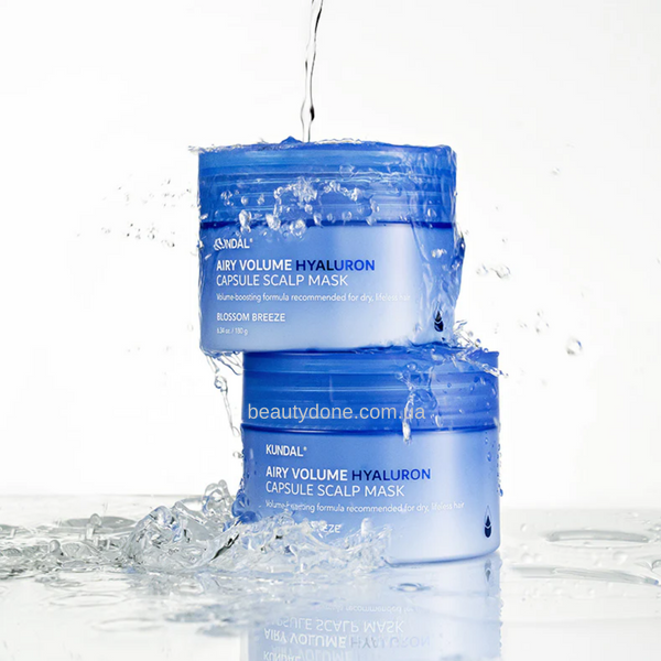 Увлажняющая маска для волос с гиалуроновыми капсулами Kundal Airy Volume Hyaluron Capsule Scalp Mask Blossom Breeze, 180 мл 3268 фото