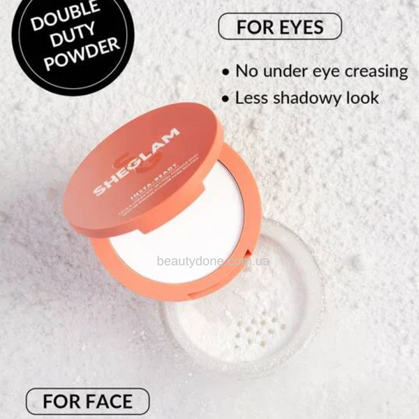 Матирующая двойная пудра 2 в 1 Sheglam Insta-Ready Face & Under Eye Setting Powder Duo (цвет белый-прозрачный: Translucent) 7gr/7gr 6475 фото