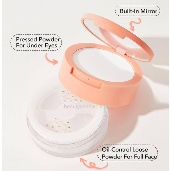 Матирующая двойная пудра 2 в 1 Sheglam Insta-Ready Face & Under Eye Setting Powder Duo (цвет белый-прозрачный: Translucent) 7gr/7gr 6475 фото