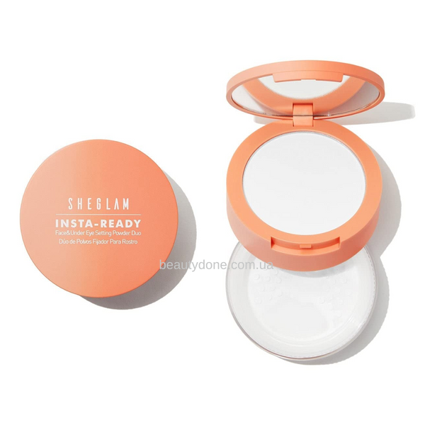 Матирующая двойная пудра 2 в 1 Sheglam Insta-Ready Face & Under Eye Setting Powder Duo (цвет белый-прозрачный: Translucent) 7gr/7gr 6475 фото