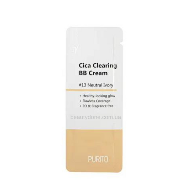 Пробник уходового ВВ крема с экстрактом центели PURITO Cica Clearing BB Cream SPF 38/PA+++ #13 Neutral Ivory 1994 фото