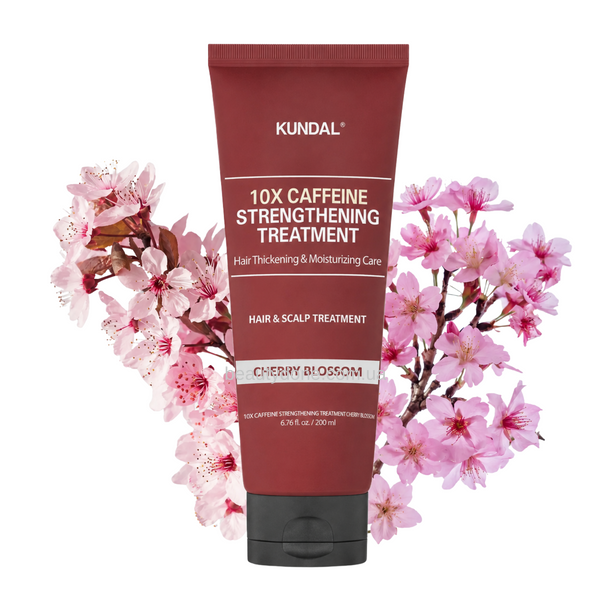 Концентрований бальзам для волосся кофеїновий 2 в 1 KUNDAL 10X Caffeine Strengthening Treatment Cherry Blossom 200ml 1192 фото