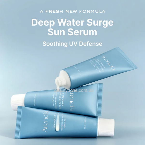 Сонцезахисна прозора легка сироватка на кожен день Arencia Deep Water Surge Sun Serum SPF50+ PA++++, 50 мл (стабільні хімічні фільтри) 3577 фото