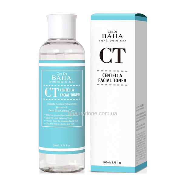 Восстанавливающий тонер с центеллой 92% COS DE BAHA CT Centella Facial Toner 200 ml 8089 фото