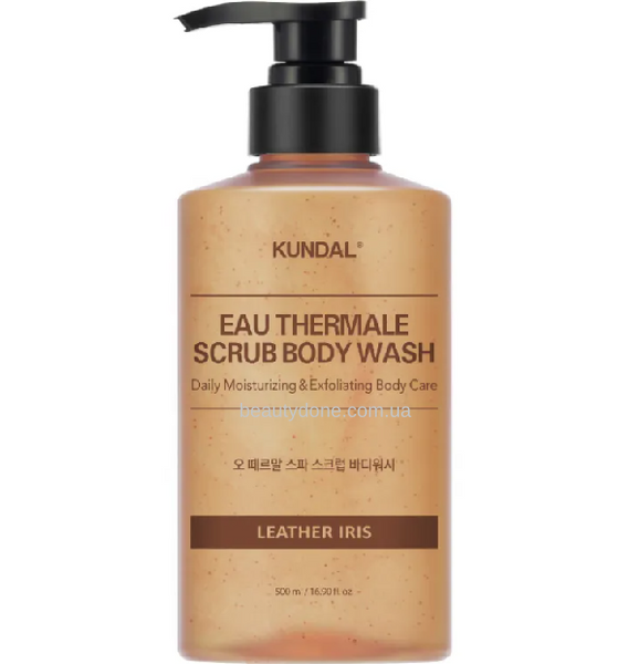 Гель-скраб для душу з рисовою пудрою та церамідами Ірис KUNDAL Eau Thermale Spa Scrub Body Wash Leather Iris 500 ml 2379 фото