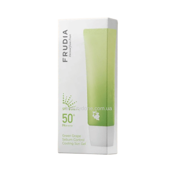 Сонцезахисний матовий гель для обличчя FRUDIA Green Grape Sebum Control Cooling Sun Gel SPF50+ PA++++, 50 г  9752 фото