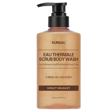 Гель-скраб для душа с рисовой пудрой и церамидами Фиалковый Миге KUNDAL Eau Thermale Spa Scrub Violet Muguet 500 ml 2380 фото