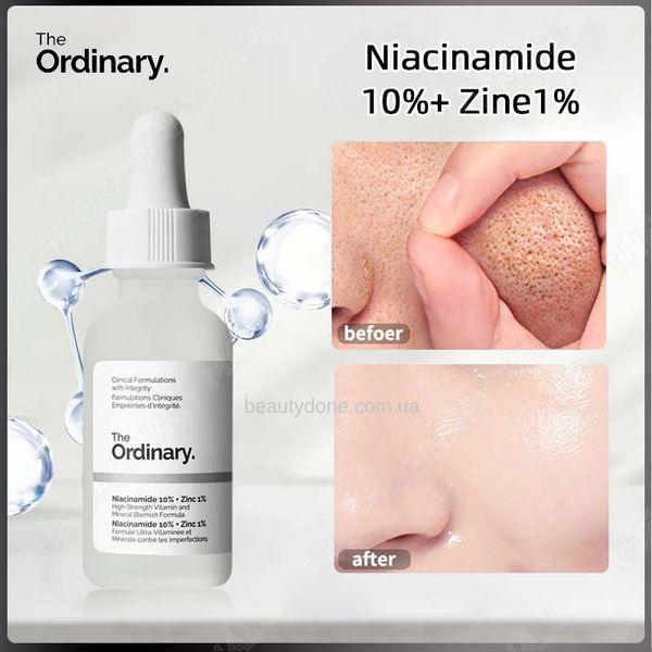 Сыворотка с ниацинамидом и цинком THE ORDINARY Niacinamide 10% + Zinc PCA 1% 30 ml 2936 фото