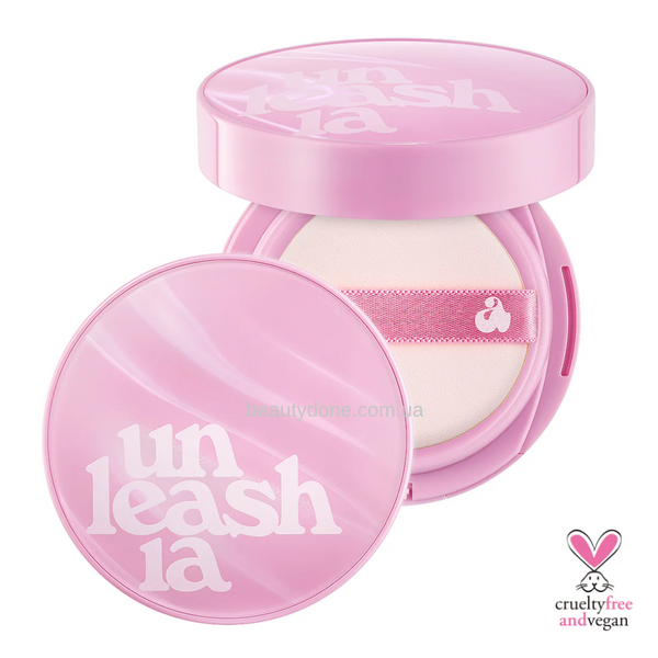 Зволожуючий кушон з сяючим фінішем Unleashia Don't Touch Glass Pink Cushion SPF50+ PA++++ 21N Hyaline 2357 фото