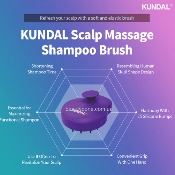 Массажная силиконовая щетка для мытья головы Kundal Scalp Massage Shampoo Brush 2383 фото