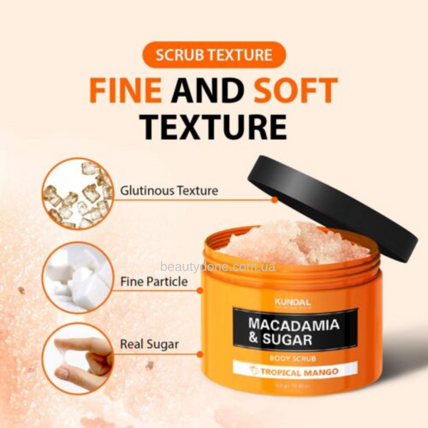 Скраб для тіла з макадамією Kundal Macadamia & Sugar Body Scrub White Musk 550gr 2384 фото