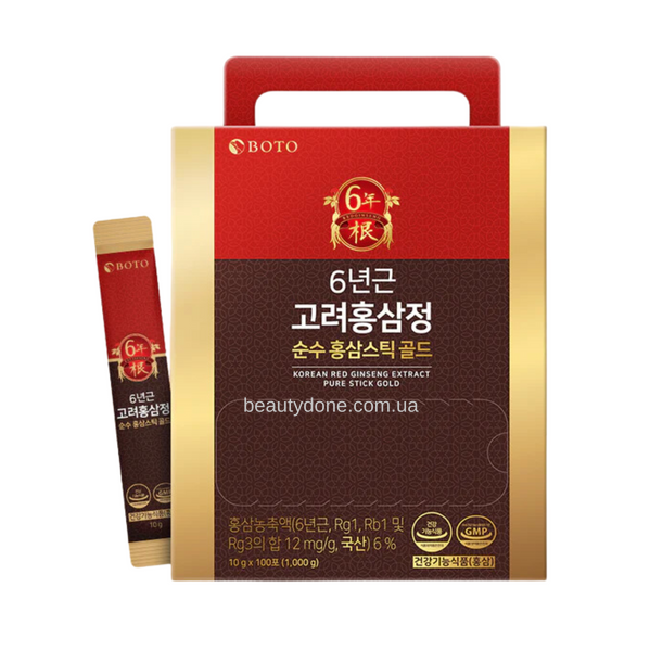 Стіки з екстрактом червоного корейського женьшеню BOTO 6 years Korea Red Ginseng Sticks (10 Sticks) 5975 фото