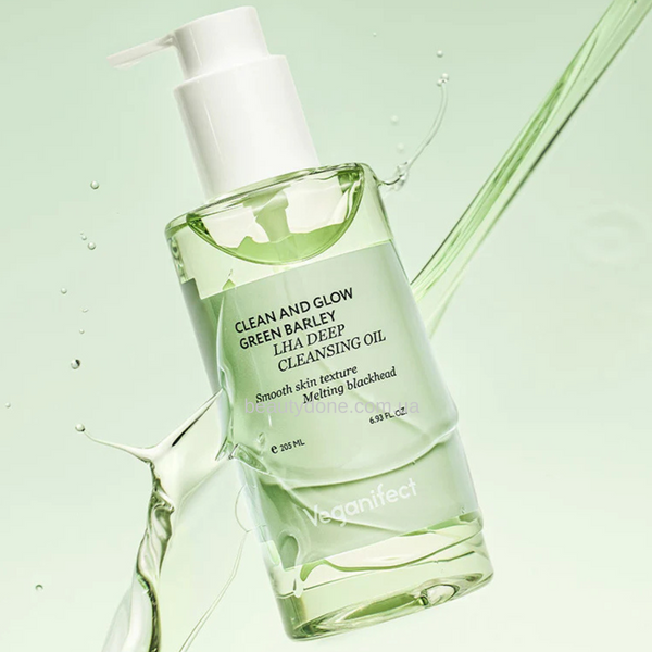 Гидрофильное масло с LHA кислотой для сияния кожи Veganifect Clean And Glow Green Barley LHA Deep Cleansing Oil 205ml 5732 фото