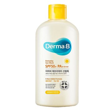 Сонцезахисний крем для обличчя та тіла Derma:B Everyday Sun Block SPF 50+ PA++++ 200 ml 8968 фото