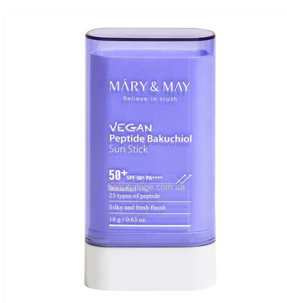 Солнцезащитный стик с пептидами Mary&May Vegan Peptide Bakuchiol Sun Stick SPF50+ PA++++ 18gr 4145 фото