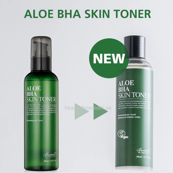 Зволожуючий тонер з ВНА кислотою та високим вмістом алоє BENTON Aloe BHA Skin Toner 200 ml 1213 фото