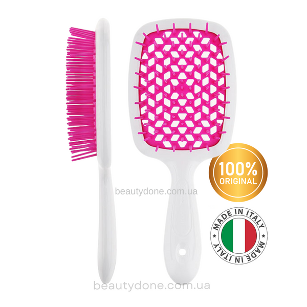 Расческа для волос Белый с малиновым Janeke Superbrush The Original White & Raspberry (стандартный размер 20см) 5781 фото