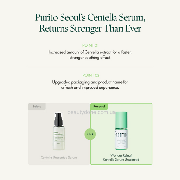 Сыворотка без ароматизаторов и масел Purito SEOUL Wonder Releaf Centella Serum Unscented 60 ml 3738 фото