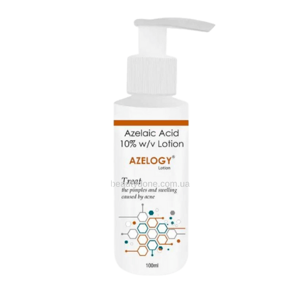 Лосьйон з азелаїновою кислотою 10% BHA 2% проти акне та комедонів AZELOGY Azelaic Acid 10% w/v Lotion for problem skin 100 ml 2344 фото